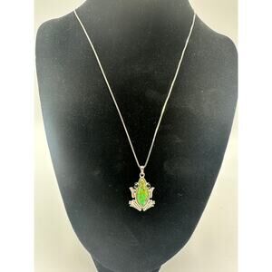 BBJ .925 Sterling Silver Frog Necklace Green Turquoise Belly